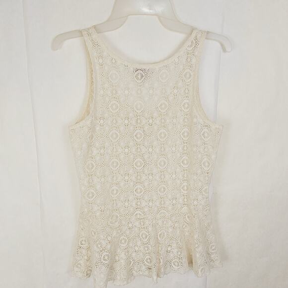 Arizona Jeans ivory lace pleated front button down babydoll sleeveless Y2K top M - Picture 4 of 6